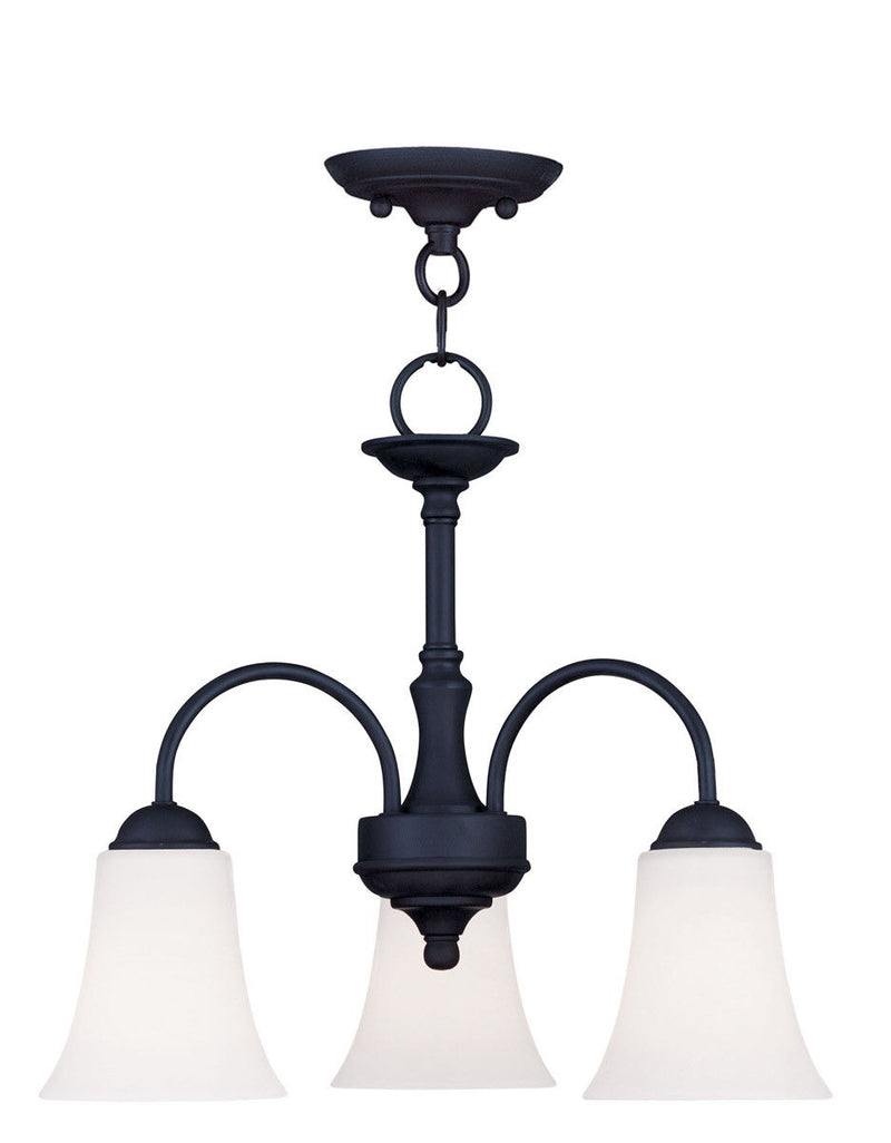 15" Three Light Metal Dimmable Chandelier With Shades - Black