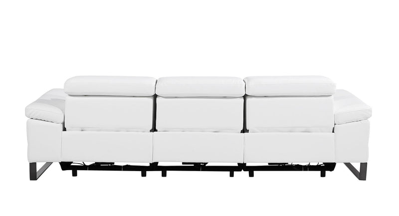 Top Grain Leather Reclining Metal USB Sofa (720336) - White