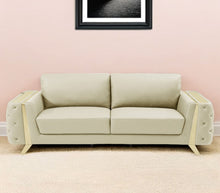 Load image into Gallery viewer, Italian Leather Sofa With Silver Legs - Beige
