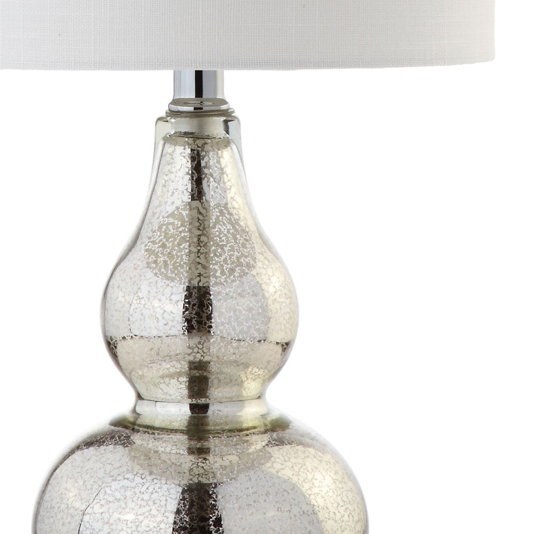 Gourd Desk Lamp LED With Drum Shade - Silver