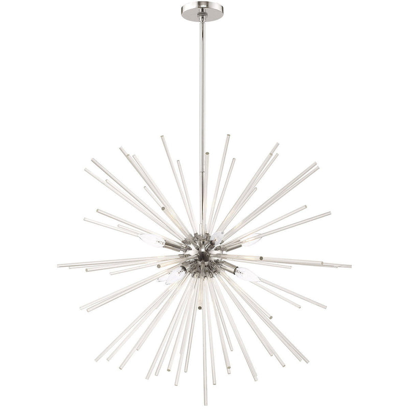 38" Eight Light Dimmable Chandelier With Shades - Silver