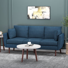 Load image into Gallery viewer, Diaphanous - Upholstered 3 Seater Sofa With 2 Accent Pillows And Wood Legs
