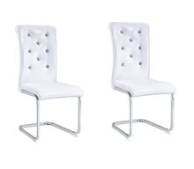 Load image into Gallery viewer, Faux Leather Metal Dining Side Chairs (Set of 2) - White / Silver
