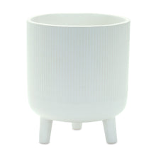 Load image into Gallery viewer, Striped Footed Pot Planters (Set of 2) - White
