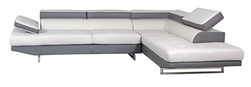 Leather L Shaped Two Piece Corner Sectional - White