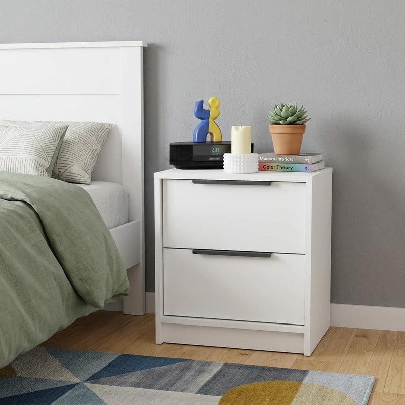 Wood Two Drawer Nightstand (534903) - White