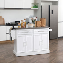 Load image into Gallery viewer, Homcom - Rolling Kitchen Island With Storage, Portable Kitchen Cart With Stainless Steel Top, 2 Drawers, Spice, Knife And Towel Rack And Cabinets
