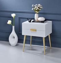 Load image into Gallery viewer, 24" End Table With Two Drawers - Gold And White
