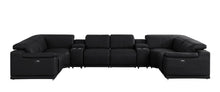 Load image into Gallery viewer, Leather Modular U Shaped 8 Piece Corner Sectional With Console - Black
