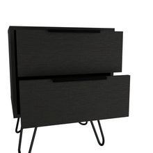 Load image into Gallery viewer, 22" Two Drawer Faux Wood Nightstand - Black
