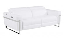 Load image into Gallery viewer, Italian Leather USB Sofa With Silver Legs - White
