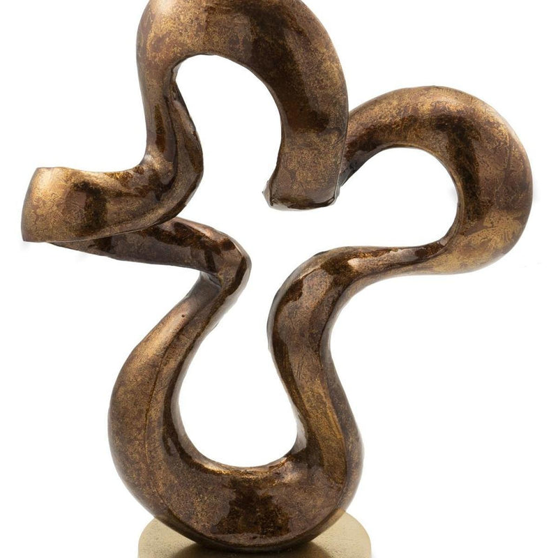 Aluminum Hand Painted Modern Abstract Sculpture - Bronze And Gold