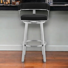 Load image into Gallery viewer, 38" Faux Leather Swivel Low Back Bar Height Bar Chair - Black / Silver
