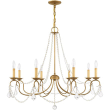 Load image into Gallery viewer, 28" Eight Light Dimmable Chandelier With Shades - Antiqued Gold
