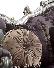 Load image into Gallery viewer, Velvet Curved Striped Sofa And Toss Pillows With Platinum Legs - Dark Purple
