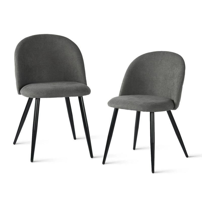 Upholstered Fabric Dining Side Chairs (Set of 2) - Gray / Black