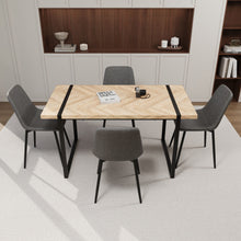 Load image into Gallery viewer, Modern Dining Table &amp; Suede Chair Set WIth Rectangular Metal Base

