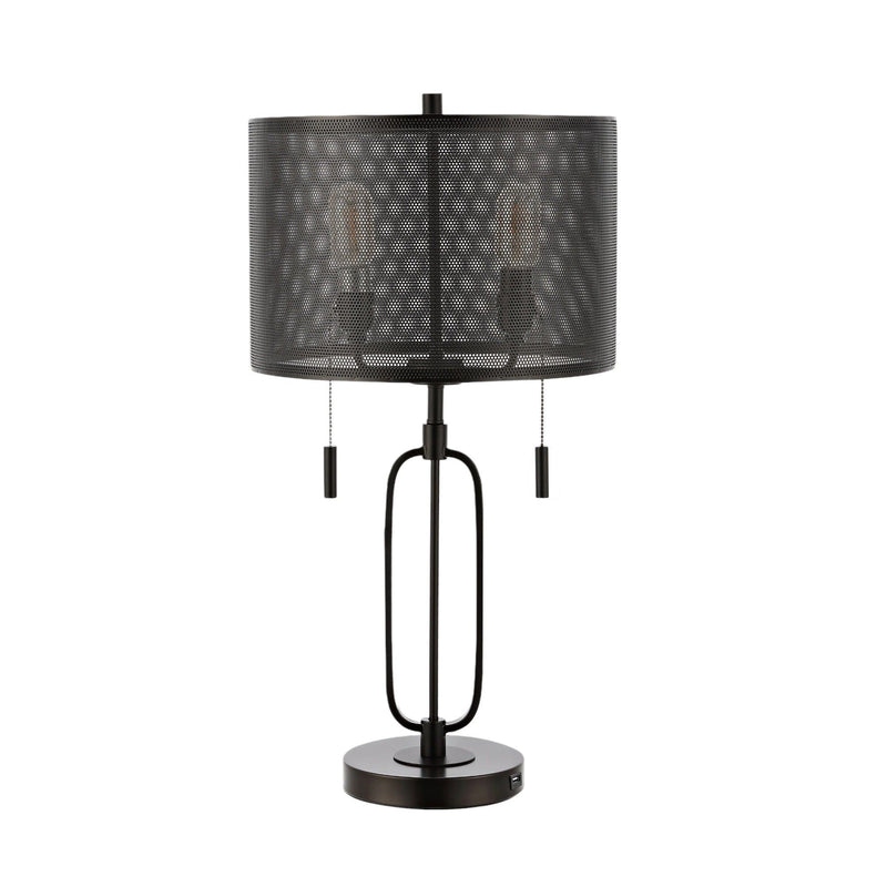 Novelty Table Lamp With Drum Shade - Antiqued Bronze