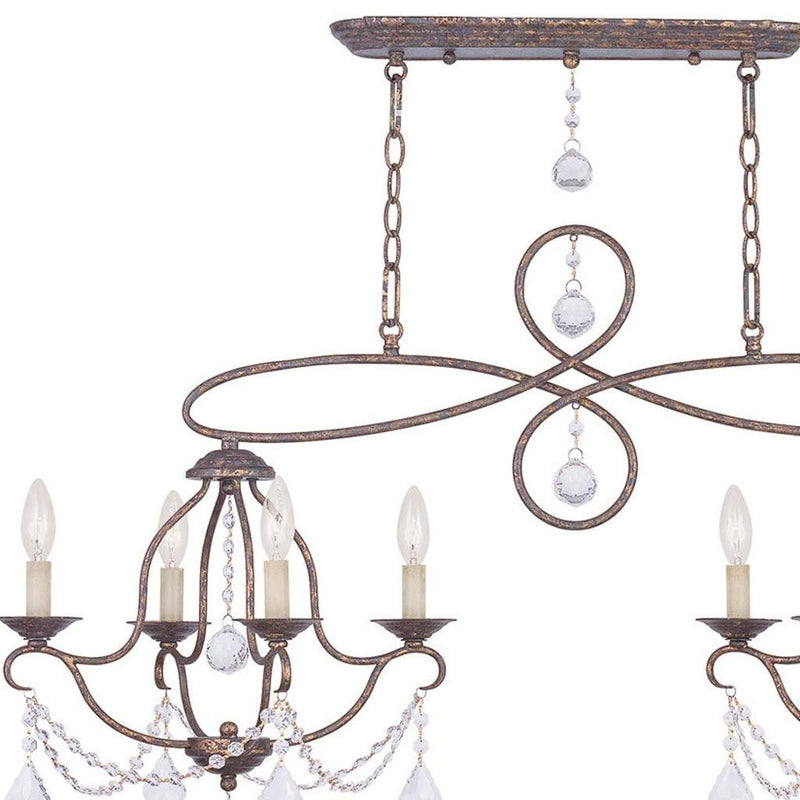 24" Eight Light Dimmable Chandelier With Shades - Bronze