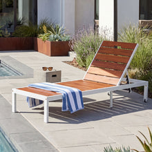 Load image into Gallery viewer, Outdoor Chaise Pool Lounge Chairs With Adjustable Backrest - Brown / White
