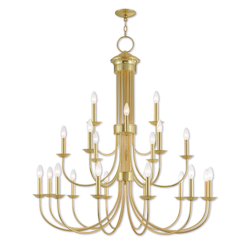 44" Multi Light Dimmable Chandelier With Shades - Brass