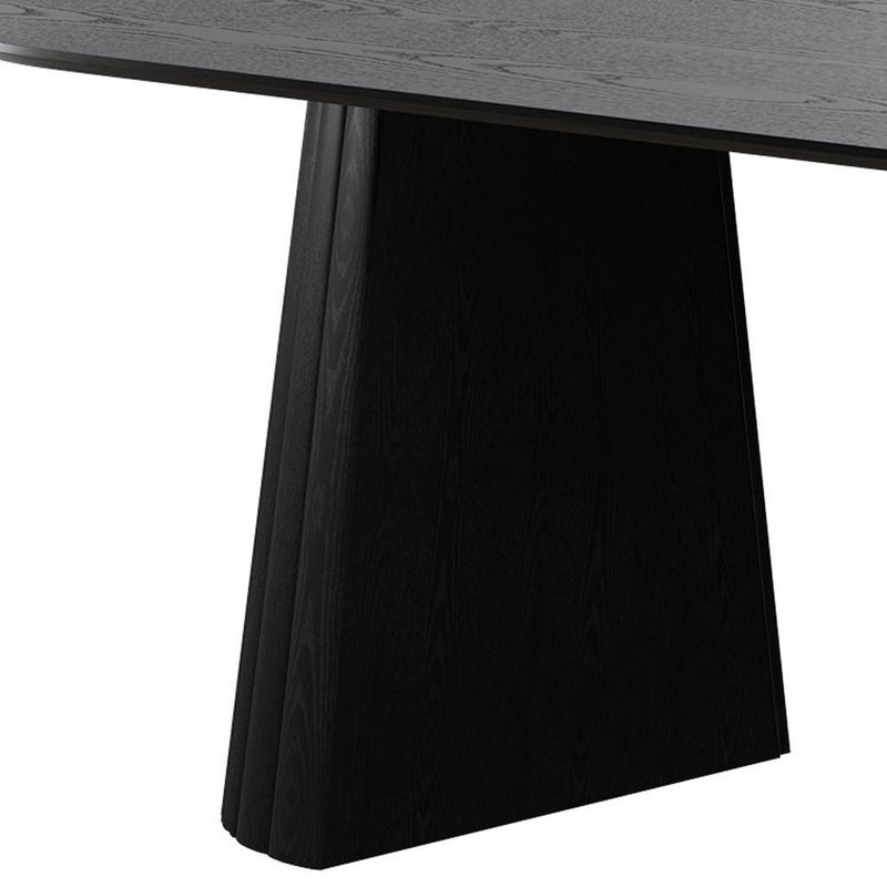 Double Pedestal Base Oval Dining Table - Black