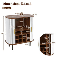 Load image into Gallery viewer, Fluted Wine Bar Cabinet With 8 Grid Wine Rack, 5 Level Adjustable Shelves, 2 Glass Holders

