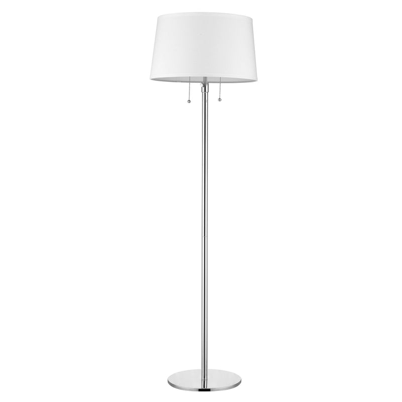 Traditional Shaped Floor Lamp With White Empire Shade - Chrome