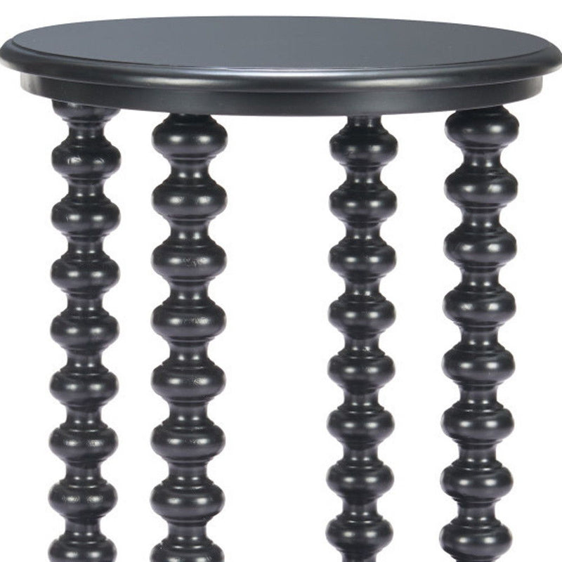 Solid Wood Pedestal End Table - Black