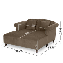 Load image into Gallery viewer, Upholstered Chaise Lounge With Scroll Arms, Turned Legs And 2 Pillows
