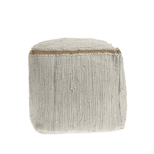 Load image into Gallery viewer, 18" Cotton And Jute Cube Pouf Ottoman - Gray / Natural
