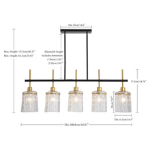Load image into Gallery viewer, Chandelier 5 Light, Fixture Over Table - Black / Gold
