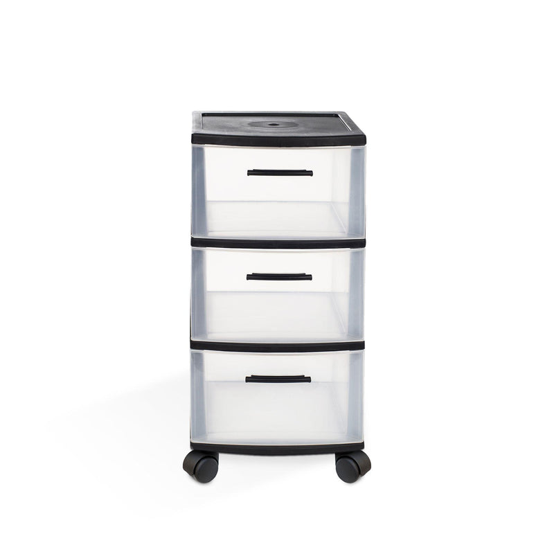 Plastic Square Accent Cabinet With Three Drawers - Black