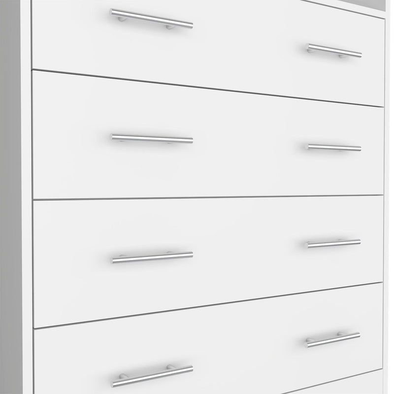 Four Drawer Standard Chest With Open Shelf - White