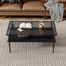 Load image into Gallery viewer, Rectangle Coffee Table With Tempered Glass Top And White Legs, Modern Table For Living Room
