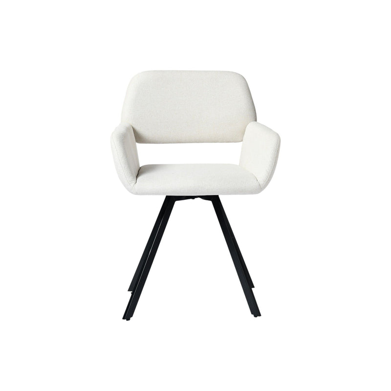 Fabric Steel Dining Arm Chairs (Set of 2) - Beige / Black