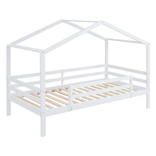 Load image into Gallery viewer, Twin Over Twin Bunk Bed with Roof, Slide and Ladder, White
