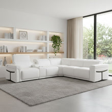 Load image into Gallery viewer, Italian Leather Modular L Shaped Six Piece Corner Sectional With Console - White
