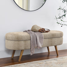 Load image into Gallery viewer, Modern Ottoman Oval Storage Bench With Rubber Wood Legs
