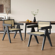 Load image into Gallery viewer, Chandigarh Arm Dining Chair With Natural Cane Design (Set of 2)
