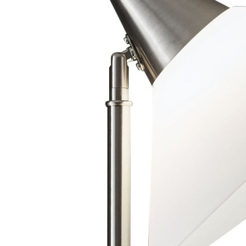 Elemental Metal Torchiere With White Cone Shade - Brushed Steel