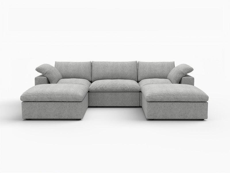 120" 2 Piece Living Room Set Blend Modular Sofa With Ottoman Storage - Light Gray