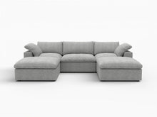 Load image into Gallery viewer, 120" 2 Piece Living Room Set Blend Modular Sofa With Ottoman Storage - Light Gray
