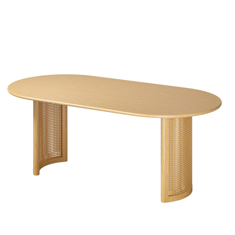 79" Wood Double Pedestal Base Oval Dining Table - Natural / Light Brown