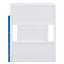 Load image into Gallery viewer, Twin over Twin Boat-Like Shape Bunk Bed with Storage Shelves, White+Blue
