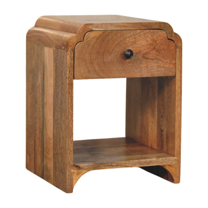 16" Solid Wood One Drawer Scallop Edge Nightstand - Oak