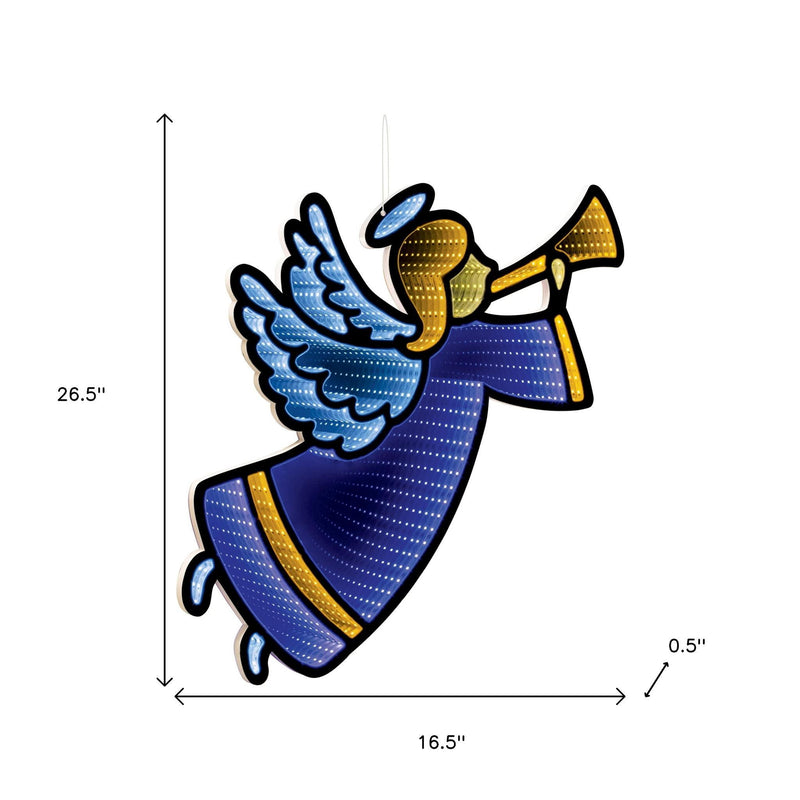 Angel Christmas Tabletop Sign With LED - Blue / Yellow