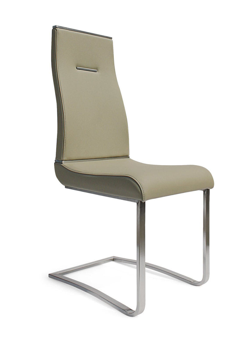 Upholstered Faux Leather Dining Side Chairs (Set of 2) - Gray / Silver