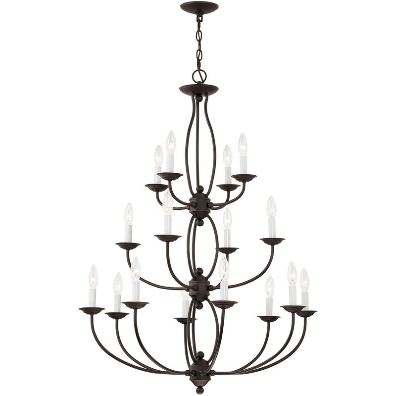 42" Multi Light Metal Dimmable Chandelier With Shades - Bronze