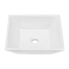 Load image into Gallery viewer, 16" 6" Modern European Square Vessel Sink Glossy Porcelain Bathroom Vanity Top Above Counter Ceramic Basin - White
